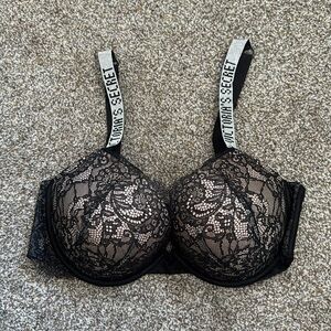 Victorias Secret Very Sexy Push-Up Bra, Black Shine Strap 36D